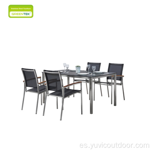 Mesa de comedor de acero inoxidable HPL de moda europea